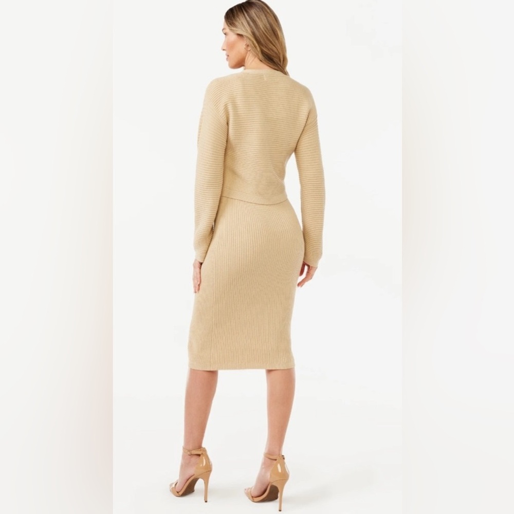 Sophia Vergara Sweater Dress - Tan - 2 Piece - Walmart